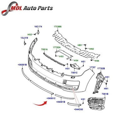 Land Rover Genuine Front Bumper Trim - Center Molding LR098543