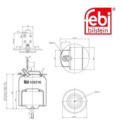 Febi 109316 Air Spring Rear Axle With Piston Rod And Piston High Performance
