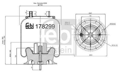 Febi 178299 Air Spring Rear Axle With Piston Premium Durable High Performance