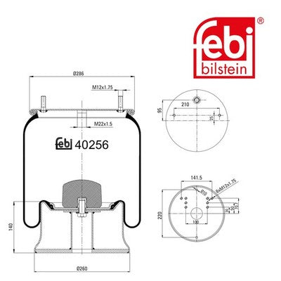 Febi 40256 Air Spring With Piston Durable Steel Rolling Piston High Performance