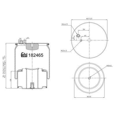 Febi 184254 Air Spring Rear Left Hand Right Hand High Performance Premium Grade