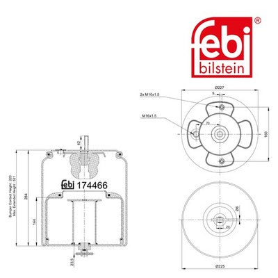 Febi 174466 Air Spring Front Axle Premium Grade Durable High Performance