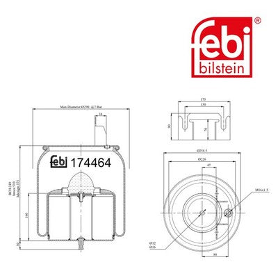 Febi 174464 Air Spring Premium Grade Standard Durable High Performance