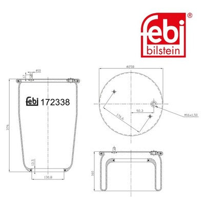 Febi 172338 Air Spring Front Axle Without Piston Premium Grade High Performance
