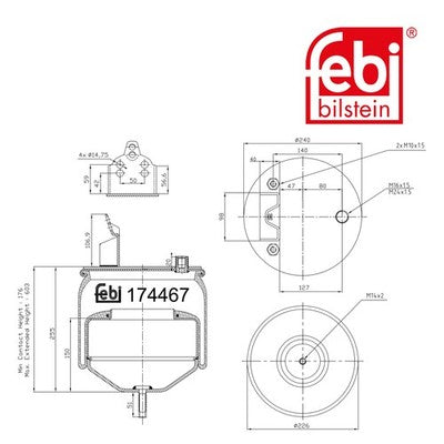 Febi 174467 Air Spring Rear Axle With Piston Premium Durable High Performance