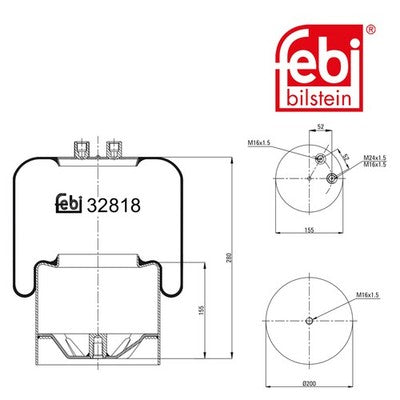 Febi 32818 Air Spring Rear Left Hand Right Hand Premium Grade High Performance