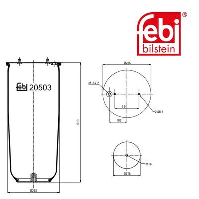 Febi 20503 Air Spring Standard Premium Quality Fits BMW 5 Series 1995 - 2000