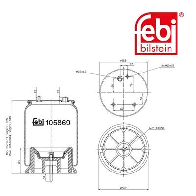 Febi 105869 Air Spring Premium Grade Durable Standard High Performance