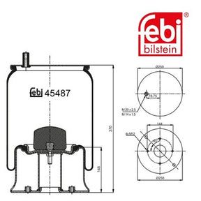 Febi 45487 Air Spring With Piston Durable Suspension Standard High Performance