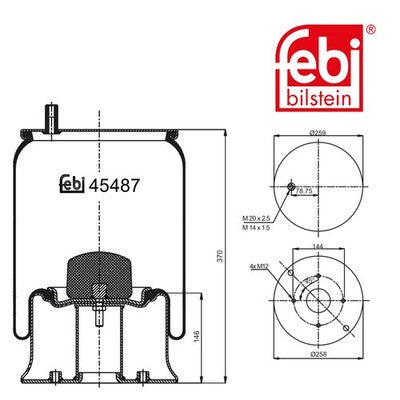 Febi 45487 Air Spring With Piston Durable Suspension Standard High Performance