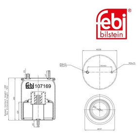 Febi 107169 Air Spring Non-Steered Leading Axle With Piston Rod And Piston