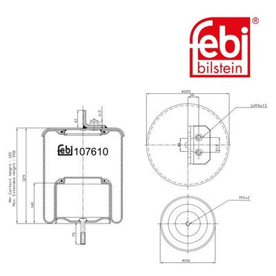 Febi 107610 Air Spring Rear Axle With Piston Rod Premium Grade High Performance
