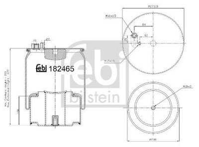 Febi 184254 Air Spring Rear Left Hand Right Hand High Performance Premium Grade