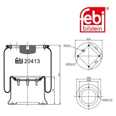 Febi 20413 Air Spring Standard Premium Fits Fiat Fiorino Pickup 1994 - 2001