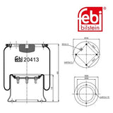 Febi 20413 Air Spring Standard Premium Fits Fiat Fiorino Pickup 1994 - 2001