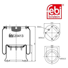 Febi 20413 Air Spring Standard Premium Fits Fiat Fiorino Pickup 1994 - 2001