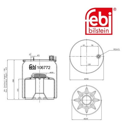 Febi 106772 Air Spring Rear Axle With Piston Premium Grade High Performance