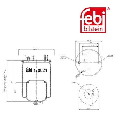 Febi 170821 Air Spring Rear Axle With Piston Premium Grade High Performance