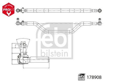 Febi 178908 Tie Rod Front Axle With Lock Nut Premium Durable High Performance