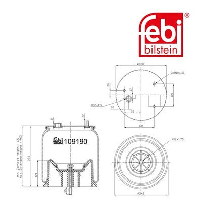 Febi 109190 Air Spring Premium Grade Durable Standard High Performance