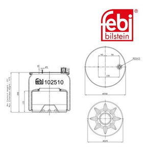 Febi 102510 Air Spring Rear Axle Left Right With Piston Premium High Performance