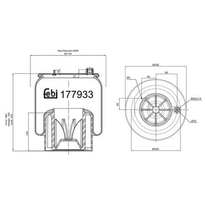 Febi 177933 Air Spring Rear Axle With Piston Premium Durable High Performance