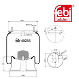 Febi 40256 Air Spring With Piston Durable Steel Rolling Piston High Performance