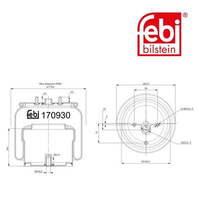 Febi 170930 Air Spring Front Axle With Piston Premium Grade High Performance
