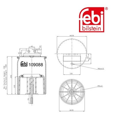 Febi 109088 Air Spring Rear Axle With Piston And Rod Premium High Performance