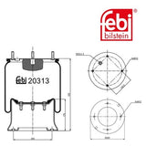 Febi 20313 Air Spring With Piston Premium Grade Durable High Performance
