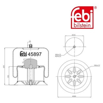 Febi 45897 Air Spring With Piston Durable Steel Rolling Piston High Performance