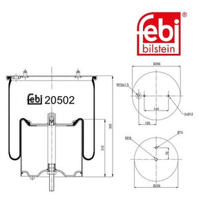 Febi 20502 Air Spring Rear Axle Left Right With Piston Premium High Performance