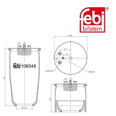 Febi 106548 Air Spring Rear Axle Without Piston Premium Grade High Performance