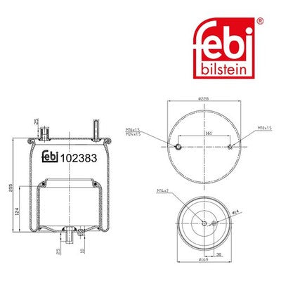 Febi 102383 Air Spring Rear Axle Left Right With Piston Premium High Performance
