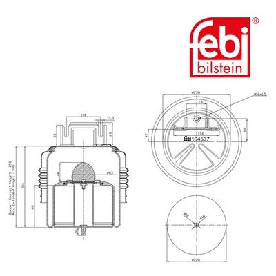 Febi 104537 Air Spring Front Axle With Insulating Hood Premium High Performance
