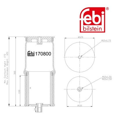 Febi 170800 Air Spring With Piston Premium Grade Durable High Performance