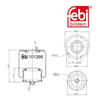 Febi 101266 Air Spring Rear Premium Fits Mercedes-Benz Vario 1996 - 2010