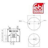 Febi 109188 Air Spring Non-Steered Leading Axle With Piston And Rod Premium