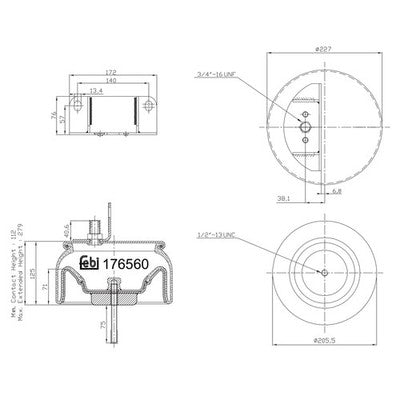 Febi 176560 Air Spring Rear Axle Premium Grade Durable High Performance