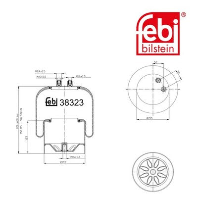 Febi 38323 Air Spring With Piston Durable Steel Rolling Piston High Performance