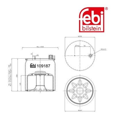 Febi 109187 Air Spring Steered Trailing Axle With Piston High Performance