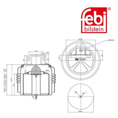 Febi 102551 Air Spring Front Axle With Insulating Hood Premium High Performance