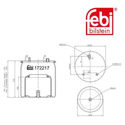 Febi 172217 Air Spring Rear Axle With Piston Premium Grade High Performance