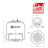 Febi 46187 Air Spring With Piston Durable Steel Rolling Piston High Performance