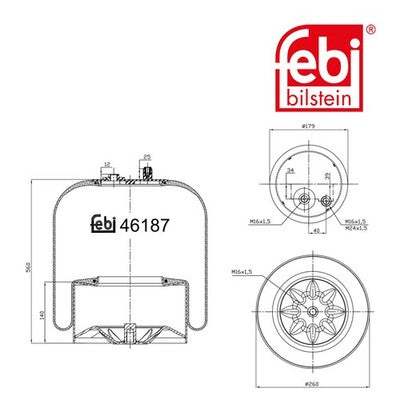 Febi 46187 Air Spring With Piston Durable Steel Rolling Piston High Performance