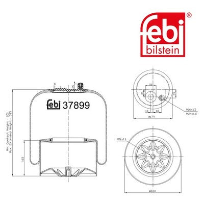Febi 37899 Air Spring With Piston Durable Steel Rolling Piston High Performance