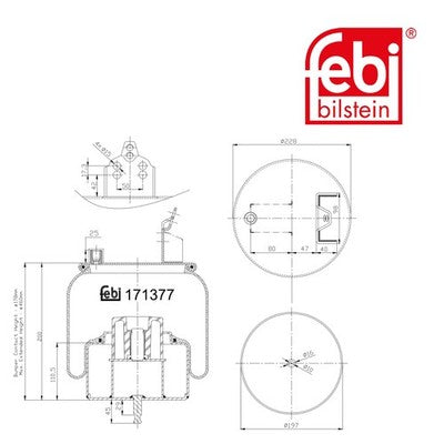 Febi 171377 Air Spring Rear Axle With Piston Premium Grade High Performance