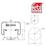 Febi 39854 Air Spring With Piston Durable Steel Rolling Piston High Performance