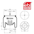 Febi 45894 Air Spring With Piston Durable Steel Rolling Piston High Performance