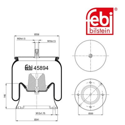 Febi 45894 Air Spring With Piston Durable Steel Rolling Piston High Performance